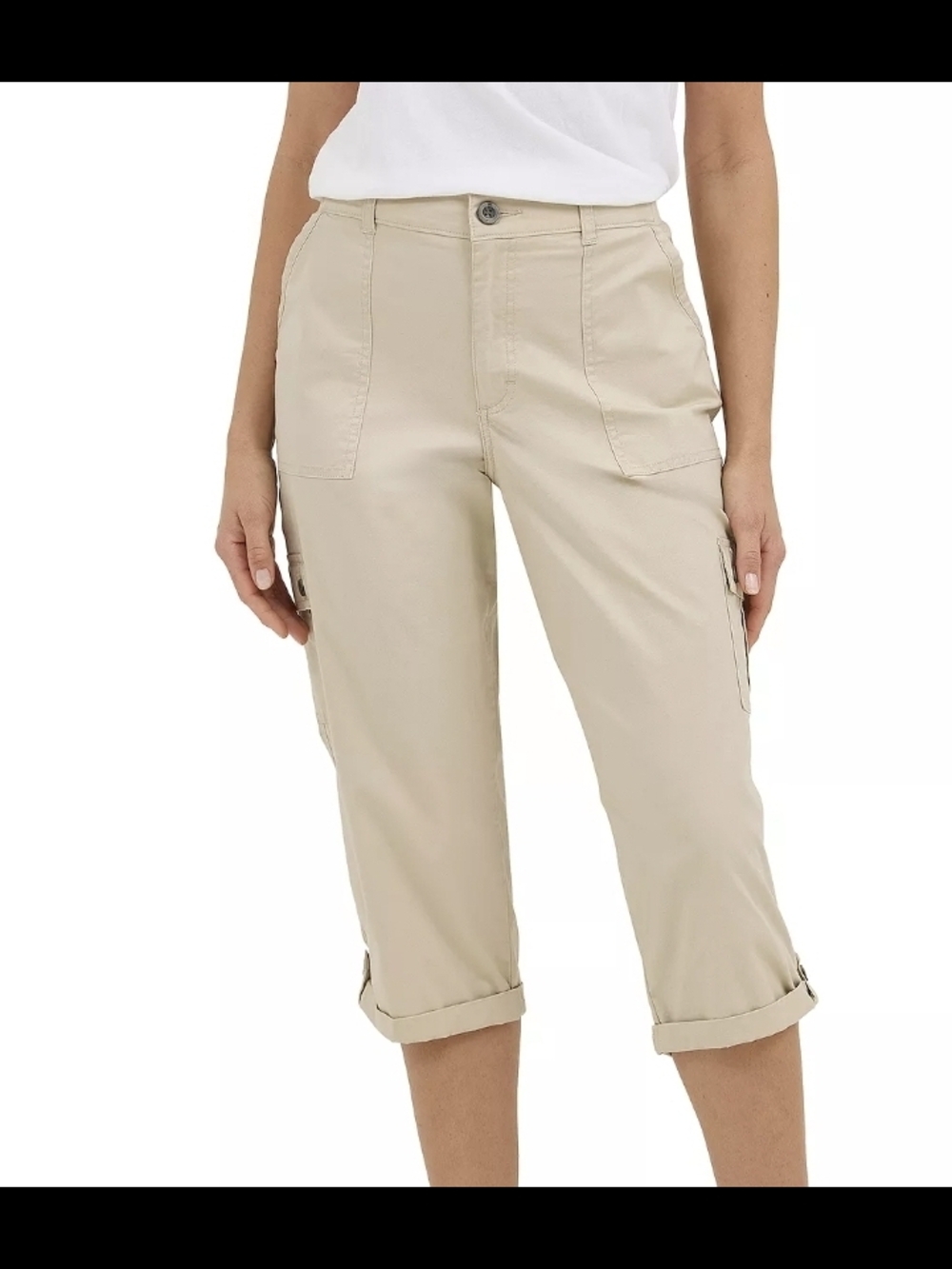 Lee Flex To Go Cargo Pioneer Beige Capri Pants Size 12